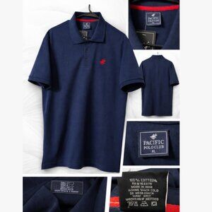Pacific Polo Club Navy Polo Shirt XL 100% Cotton Classic Fit Red Logo NWT